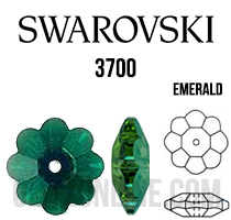3700 Swarovski Crystal Emerald 10mm Marguerite Sew-on Rhinestones 6 Pieces