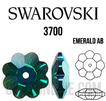 3700 Swarovski Crystal Emerald AB 10mm Marguerite Sew-on Rhinestones 6 Pieces