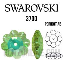 3700 Swarovski Crystal Peridot Green AB 8mm Marguerite Sew-on Rhinestones 6 Pieces