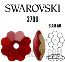 3700 Swarovski Crystal Siam Red AB 10mm Marguerite Sew-on Rhinestones 6 Pieces