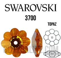 3700 Swarovski Crystal Topaz 10mm Marguerite Sew-on Rhinestones 6 Pieces