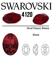 4120 Swarovski Crystal Siam 14x10mm Oval Fancy Rhinestones 6 Pieces