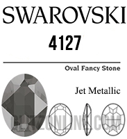 4127 Swarovski Crystal 39x28mm Jet Metallic Oval Fancy Rhinestone 1 Piece