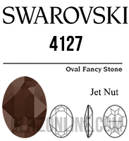4127 Swarovski Crystal 39x28mm Jet Nut Brown Oval Fancy Rhinestone 1 Piece