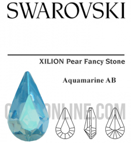 4300/2 Swarovski Crystal Aquamarine AB TC 13x7.8mm Teardrop Fancy Stones Factory Pack 144 Pieces