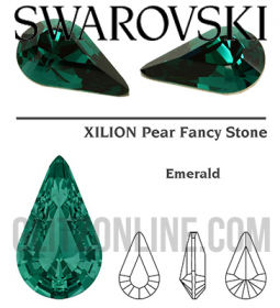 4300/2 Swarovski Crystal Emerald TC 8x4.8mm Teardrop Fancy Rhinestones 1 Dozen