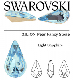 4300/2 Swarovski Crystal Light Sapphire TC 8x4.85mm Teardrop Fancy Rhinestones 1 Dozen