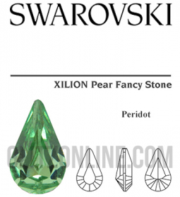 4300/2 Swarovski Crystal Peridot Green TC 8x4.8mm Teardrop Fancy Stones 1 Dozen