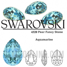 4320 Swarovski Crystal Aquamarine 14x10mm Pear Fancy Stones 1 Piece
