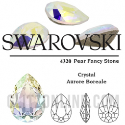 4320 Swarovski Crystal AB 14x10mm Pear Fancy Stone 1 Piece
