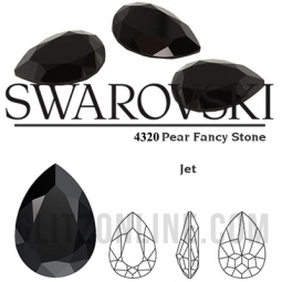 4320 Swarovski Crystal Jet Black 14x10mm Pear Fancy Stones 1 Piece