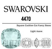 4470 Swarovski Crystal Light Azore Blue 10mm Cushion Back Square Fancy Rhinestones 6 Pieces