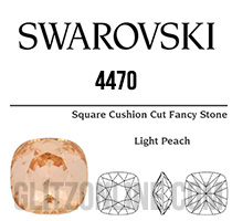 4470 Swarovski Crystal Light Peach 10mm Cushion Back Square Fancy Rhinestones 6 Pieces