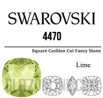 4470 Swarovski Crystal Lime Green 10mm Cushion Back Square Fancy Rhinestones 1 Piece