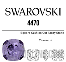 4470 Swarovski Crystal Tanzanite 10mm Cushion Back Square Fancy Rhinestones 1 Piece
