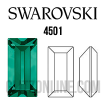 4501 Swarovski Crystal Emerald Green 5x2mm Baguette Pointed Back Fancy Rhinestones 1 Dozen