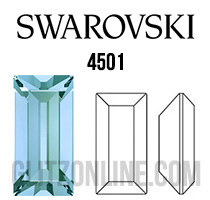 4501 Swarovski Crystal Light Azore Blue 7x3mm Baguette Pointed Back Fancy Rhinestones 1 Dozen