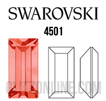 4501 Swarovski Crystal Padparadscha Red 7x3mm Baguette Pointed Back Fancy Rhinestones 1 Dozen
