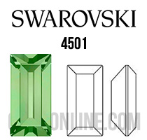 4501 Swarovski Crystal Peridot Green 5x2mm Baguette Pointed Back Fancy Rhinestones 1 Dozen