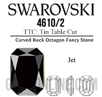 4610/2 TTC Swarovski Crystal Jet 6x4mm Rectangle Octagon Fancy Rhinestones 1 Dozen