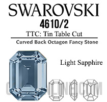 4610/2 TTC Swarovski Crystal Light Sapphire 6x4mm Rectangle Octagon Fancy Stones 1 Dozen