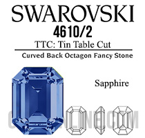 4610/2 TTC Swarovski Crystal Sapphire 6x4mm Rectangle Octagon Fancy Stones 1 Dozen