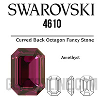 4610 Swarovski Crystal Amethyst 14x10mm Rectangle Octagon Fancy Rhinestones 1 Piece