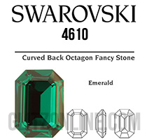 4610 Swarovski Crystal Emerald Green 14x10mm Rectangle Octagon Fancy Rhinestones 1 Piece