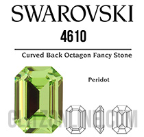 4610 Swarovski Crystal Peridot Green 18x13mm Rectangle Octagon Fancy Rhinestones 1 Piece