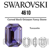 4610 Swarovski Crystal Tanzanite Purple 14x10mm Rectangle Octagon Fancy Rhinestones 1 Piece