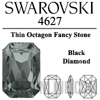 4627 Swarovski Crystal Black Diamond 27x18.5mm Octagon Fancy Stone 1 Piece