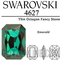 4627 Swarovski Crystal Emerald 27x18.5mm Octagon Fancy Stone Factory Box 24 Pieces