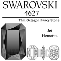 4627 Swarovski Crystal Jet Hematite Metallic Gray 37x25.5mm Octagon Fancy Stone 1 Piece