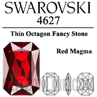 4627 Swarovski Crystal Red Magma Coated 27x18.5mm Octagon Fancy Stone 1 Piece