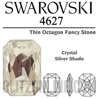 4627 Swarovski Crystal Silver Shade 27x18.5mm Octagon Fancy Stone 1 Piece