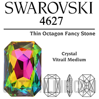4627 Swarovski Crystal Vitrail Medium UNFOILED 27x18.5mm Octagon Fancy Stone Factory Box 24 Pieces