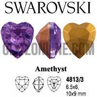 4813/3 Swarovski Crystal Amethyst 6.5x6mm Heart Shaped Fancy Rhinestones 1 Dozen