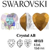 4813/3 Swarovski Crystal AB 10x9mm Heart Shaped Fancy Rhinestones 1 Dozen