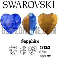 4813/3 Swarovski Crystal Sapphire 10x9mm Heart Shaped Fancy Rhinestones 1 Dozen
