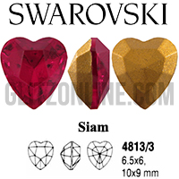 4813/3 Swarovski Crystal Siam Red 6.5x6mm Heart Shaped Fancy Rhinestones 1 Dozen