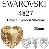 4827 Swarovski Crystal Golden Shadow 28mm Heart Cushion Back Rhinestones 1 Piece