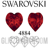 4884 Swarovski Crystal 15x14mm Light Siam Red Heart Shaped Fancy Rhinestones Factory Pack 72 Pieces