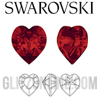 4800 Swarovski Crystal 8x8.8mm Light Siam Heart Shaped Fancy Stone 1 Piece