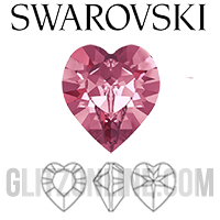 4800 Swarovski Crystal 8x8.8mm Rose Heart Shaped Fancy Stone 1 Piece