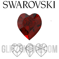 4884 Swarovski Crystal 8x8.8mm Siam Heart Shaped Fancy Stone 1 Piece