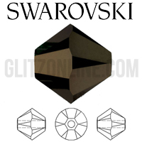 5301 Swarovski Crystal Jet Nut Bicone 4mm Beads 1 Dozen