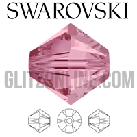5301 Swarovski Crystal Light Rose Bicone 4mm Beads 1 Dozen