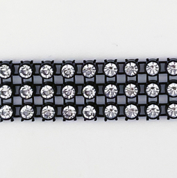Swarovski Crystal Triple-Row Rhinestones 12ss In Black Plastic Banding