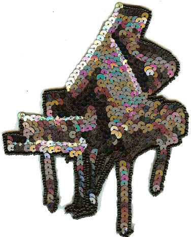 4107 Black Hologram Piano Applique