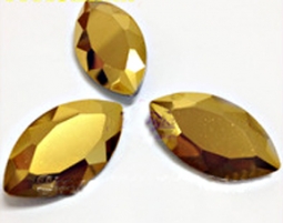413 Glitzstone Metallic Gold Hematite Pointed Back Navette Rhinestones